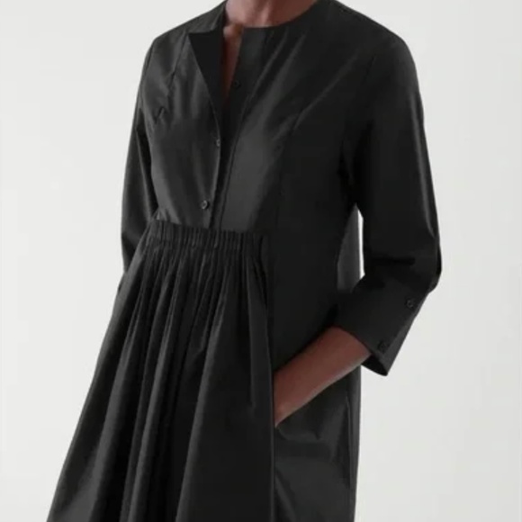 COS Collarless Pleated Shirt Dress Sz 10 - Picture 1 of 13